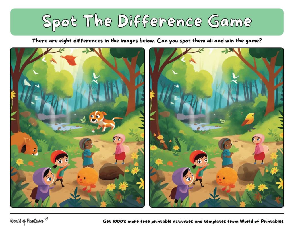 spot the difference - 100 games to print & play! - world of printables